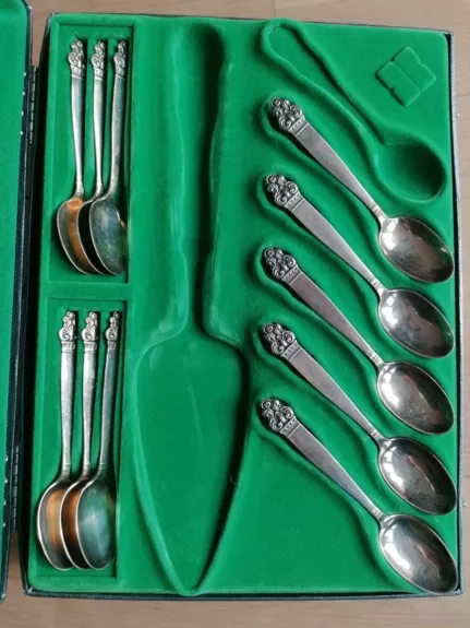 Vintažiniai pasidabruoti kavos šaukšteliai, pagaminta Norvegijoje