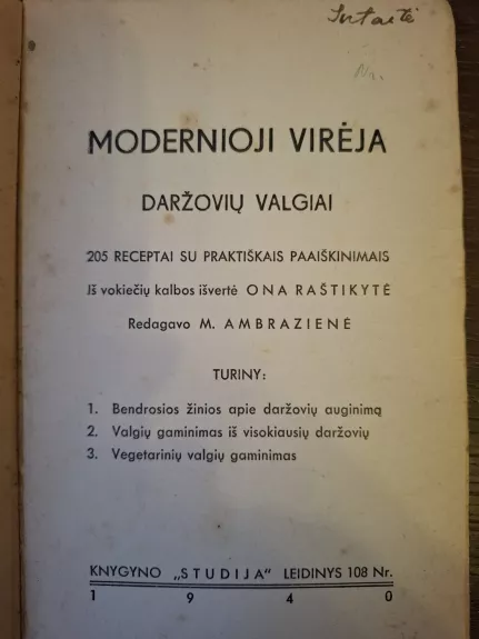 Modernioji virėja. Daržovių valgiai