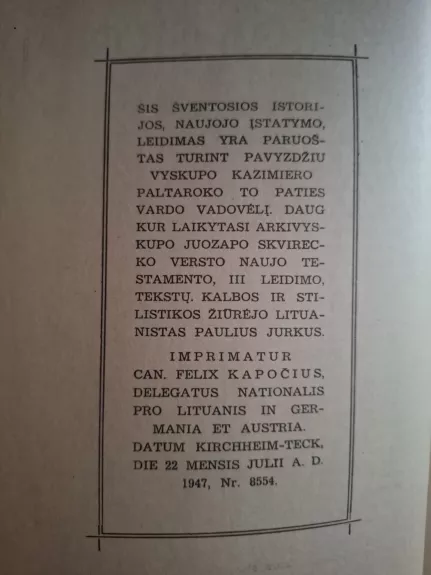 Šventoji istorija. Naujasis įstatymas