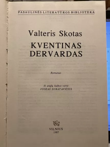 KVENTINAS DERVARDAS  pasaulinės literatūros biblioteka (37)