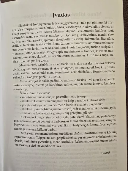 Meno istorijos ir dailės pažinimo pagrindai: 7-10 kl. moksleiviams