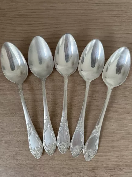 Vintažiniai melchioriniai sriubos šaukštai, 5 vnt.