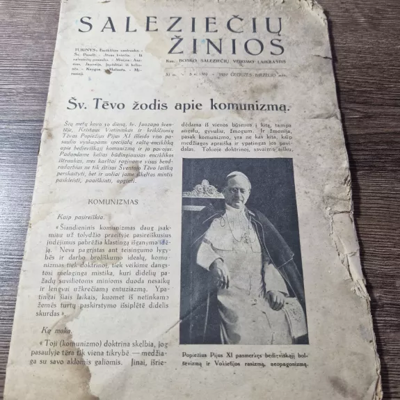 SALEZIEČIŲ ŽINIOS 1937 GEGUŽĖS- BIRŽELIO mėn.