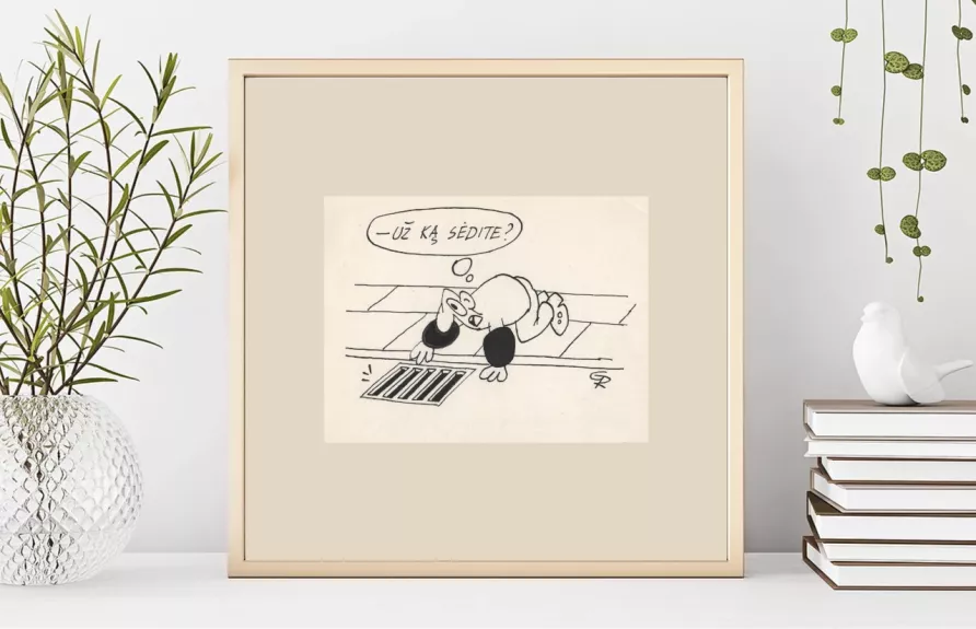 Originalus knygos iliustracijos maketas iš ciklo Lietuvos Anekdotai 1990-99m.