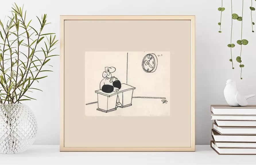 Originali knygos iliustracija maketas iš ciklo Lietuvos Anekdotai 1990-99m.