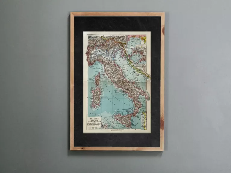 Italijos žemėlapis 1932m. originali litografija iš Meyers Lexikon