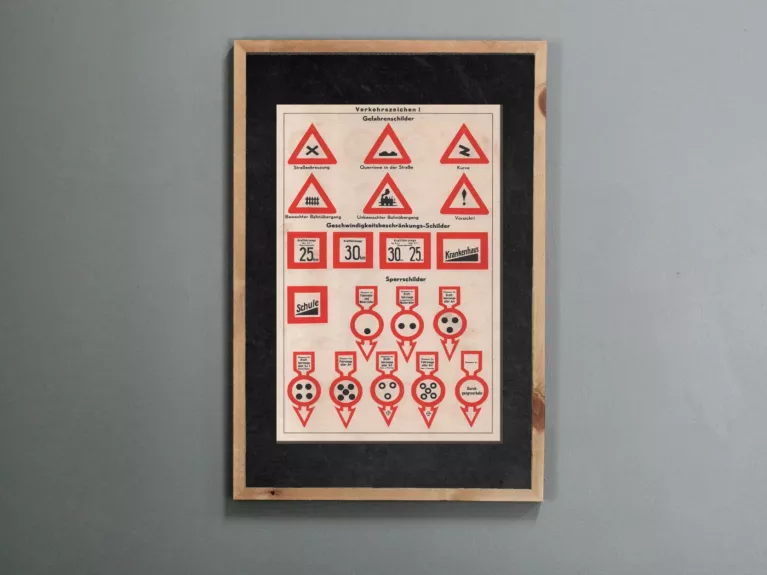 Kelio ženklai 1932 m. originali tonuota litografija iš Meyers Lexikon