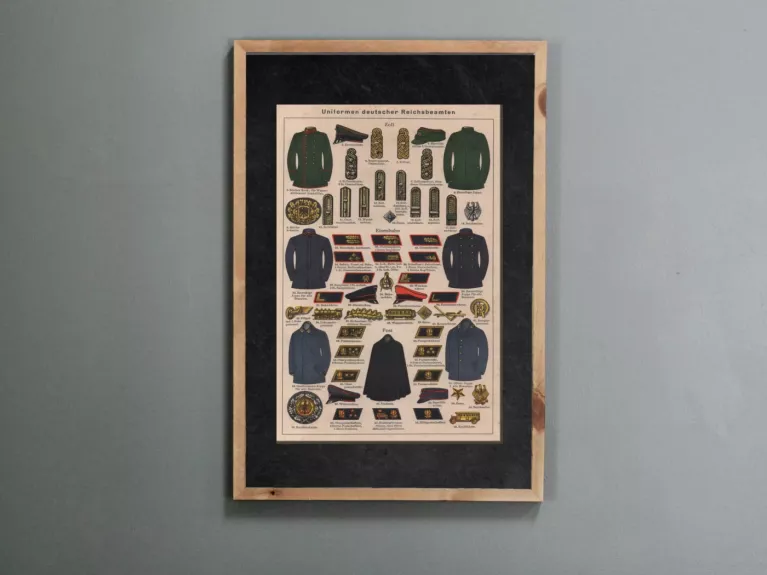 Vokietijos Reicho pareigūnų uniforma 1931m. tonuota litografija Meyers Lexikon