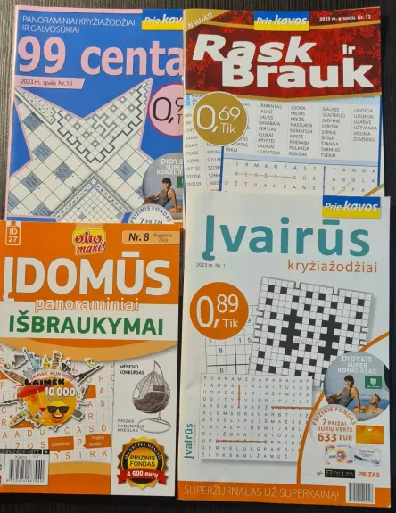 Įvairūs išbraukymai, galvosūkiai ir kryžiažodžiai