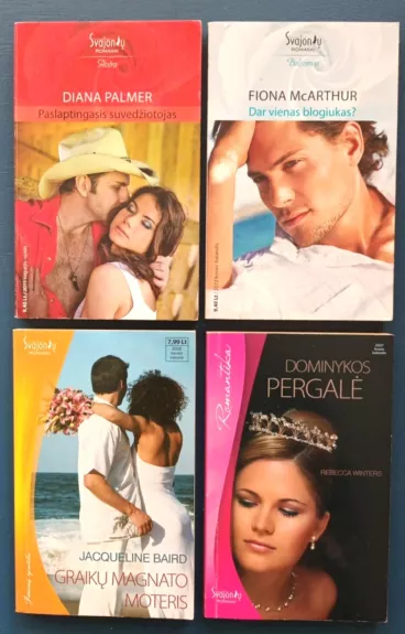 "Dominykos pergalė" "Graikų magnato moteris" "Dar vienas blogiukas?" "Paslaptingasis suvedžiotojas"