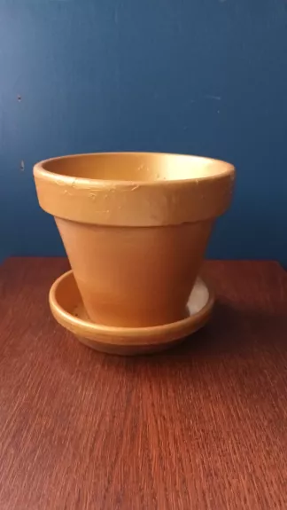 Keraminis vazonas gėlėms su lėkštute, 18cm skersmuo.