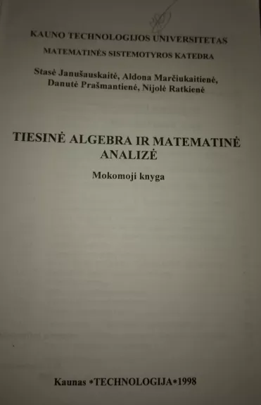 Tiesinė Algebra ir Matematinė Analizė