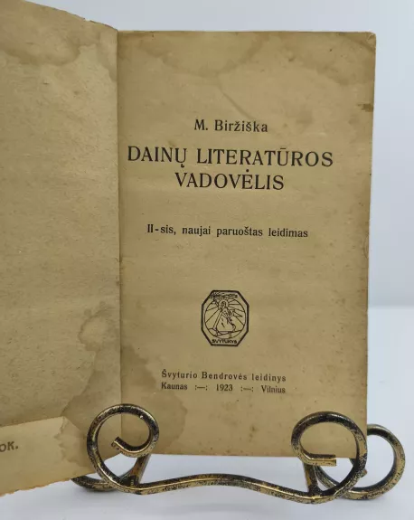Dainų literatūros vadovėlis 1923m.