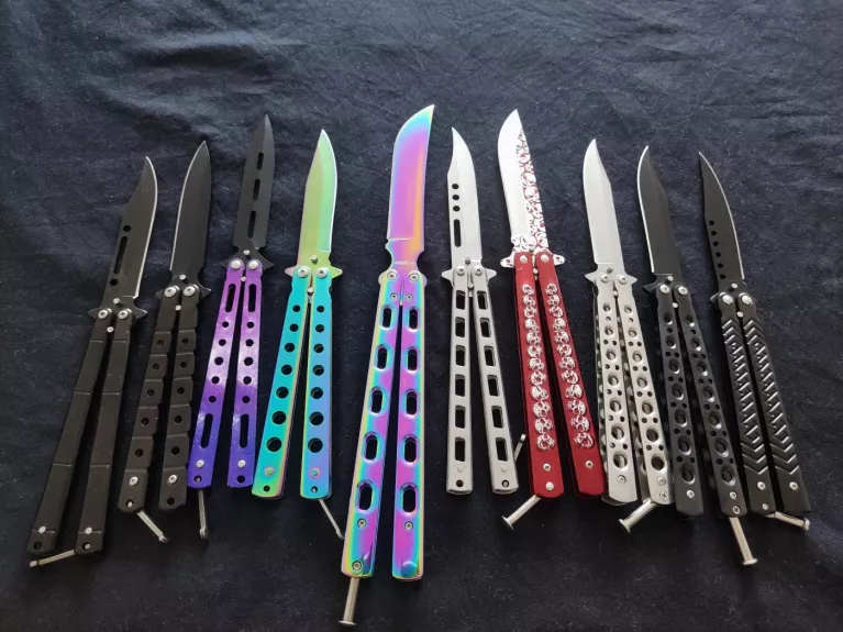 Balisong Peteliškės peiliai aštrūs tikri