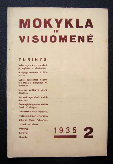 Mokykla ir visuomenė 1935 Nr.2