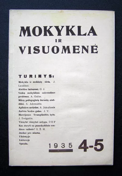 Mokykla ir visuomenė 1935 Nr.4-5