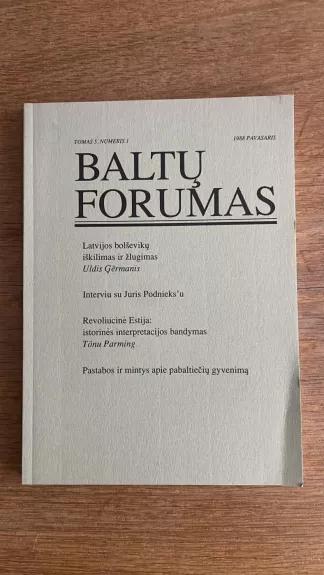 Baltų forumas Tomas 5. Numeris 1. 1988