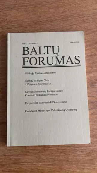 Baltų forumas Tomas 5. Numeris 2. 1988
