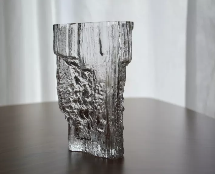 Vintage Iittala Finland Tapio Wirkkala krištolo vaza Pinus su parašu