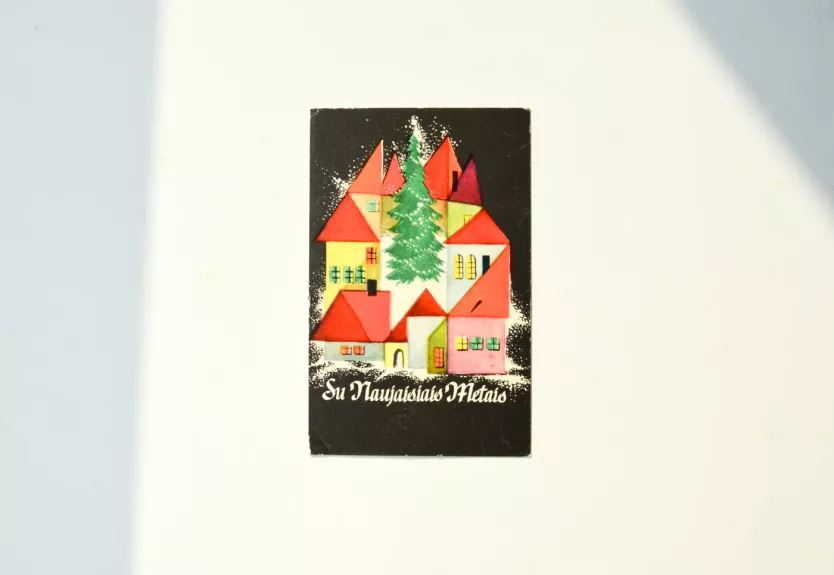 Vintage šventinis atvirukas grafika