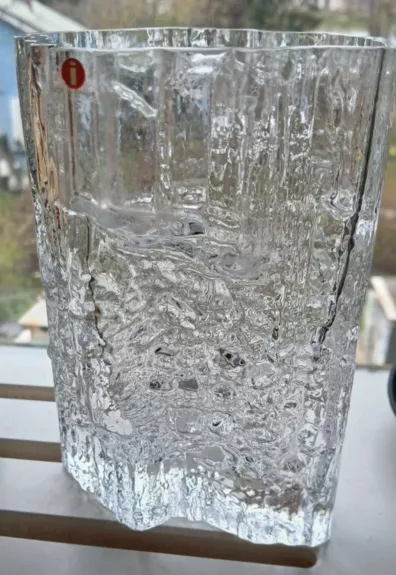 Vintage Iittala Finland autorinė Tapio Wirkkala krištolo vaza Pinus