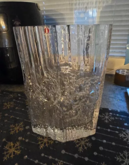 Vintage Iittala Finland autorinė Tapio Wirkkala krištolo vaza Pinus