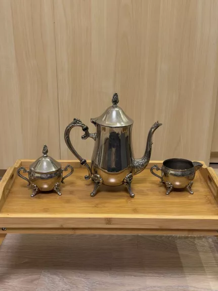 Klasikinis naujasidabrio 3 dalių kavos/arbatos arbatos servizas