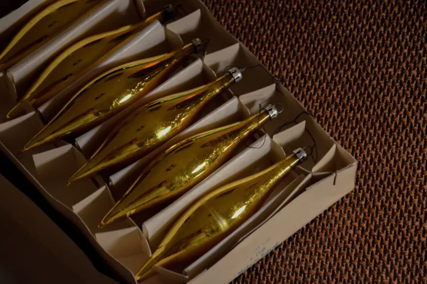 Vintage Poland stikliniai eglutės žaisliukai