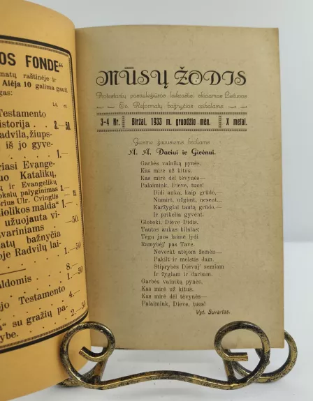 Mūsų žodis Nr. 3-4, 1933m. gruodžio mėn.