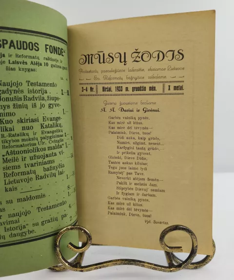 Mūsų žodis Nr. 3-4, 1933m. gruodžio mėn.