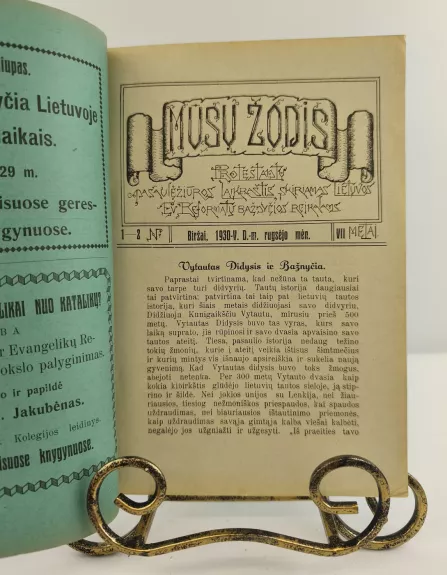 Mūsų žodis Nr. 1-2, 1930m. rugsėjo mėn.