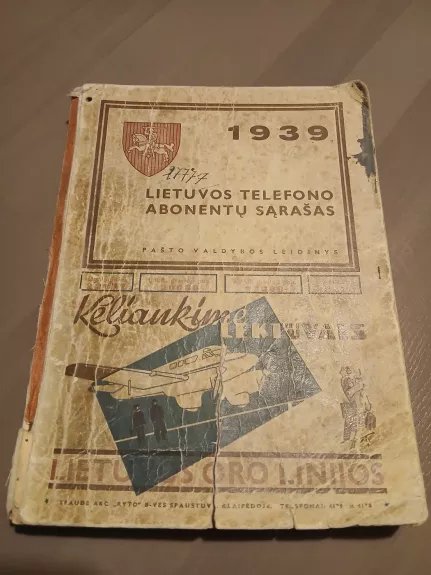 Lietuvos telefono abonentų sąrašas 1939