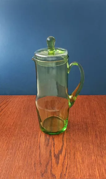 Stiklinis ąsotis su dangteliu, 1,2L, žalias