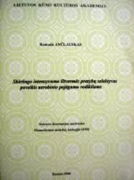 Skirtingo intensyvumo ištvermės pratybų  selektyvus poveikis aerobinio pajėgumo rodikliams