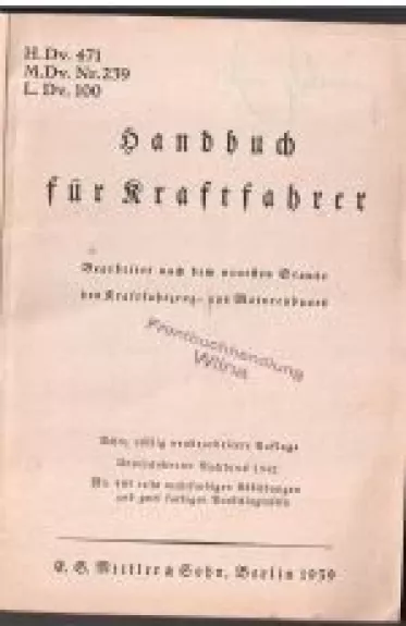 Handbuch für Kraftfahrer - Autorių Kolektyvas, knyga