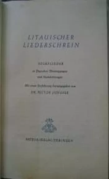 Litauischer liederschrein - Victor Jungfer, knyga