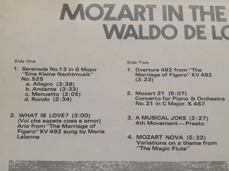 Waldo de los rios - Wolfgang Amadeus Mozart, plokštelė 1