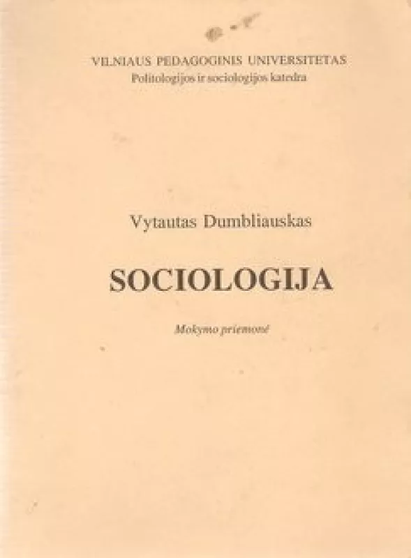 Sociologija: mokymo priemonė - V. Dumbliauskas, knyga