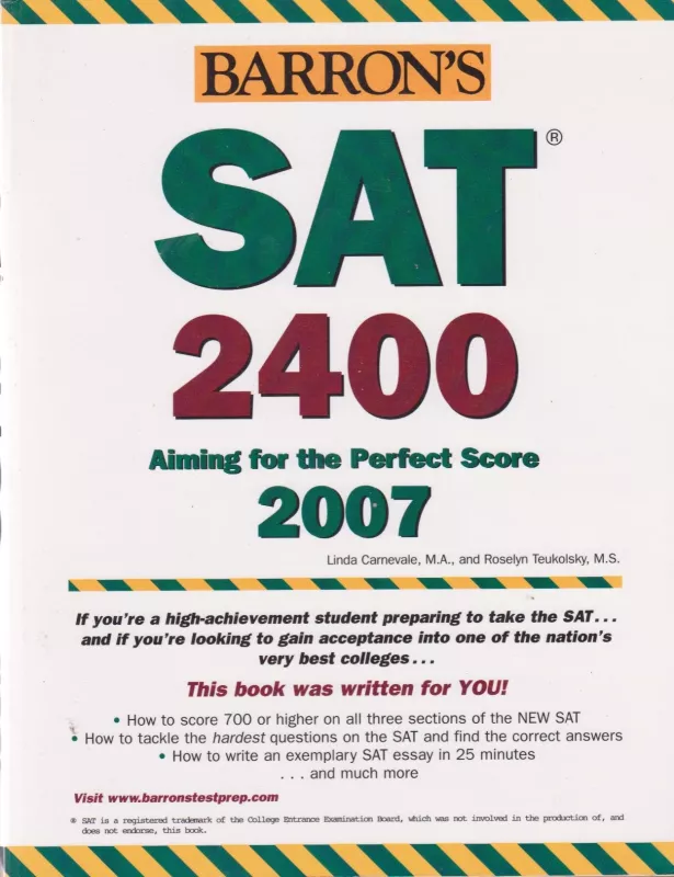 Barron's SAT 2400 Aiming for the Perfect Score - Autorių Kolektyvas, knyga