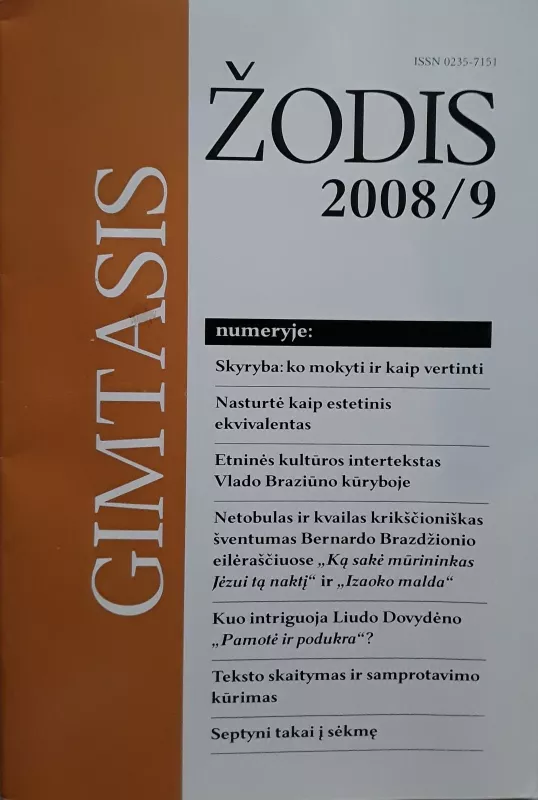 Gimtasis žodis 2008m / Nr.9 - Autorių Kolektyvas, knyga 3