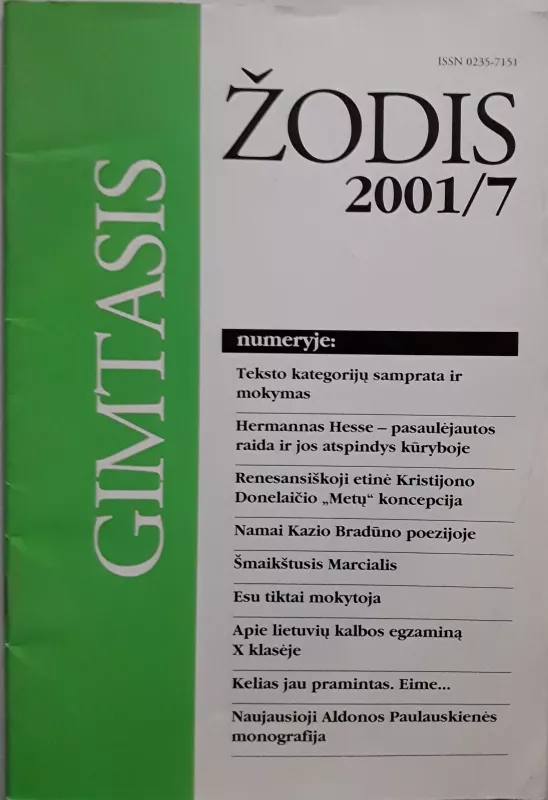 Gimtasis žodis 2001m. / Nr.7 - Autorių Kolektyvas, knyga 3