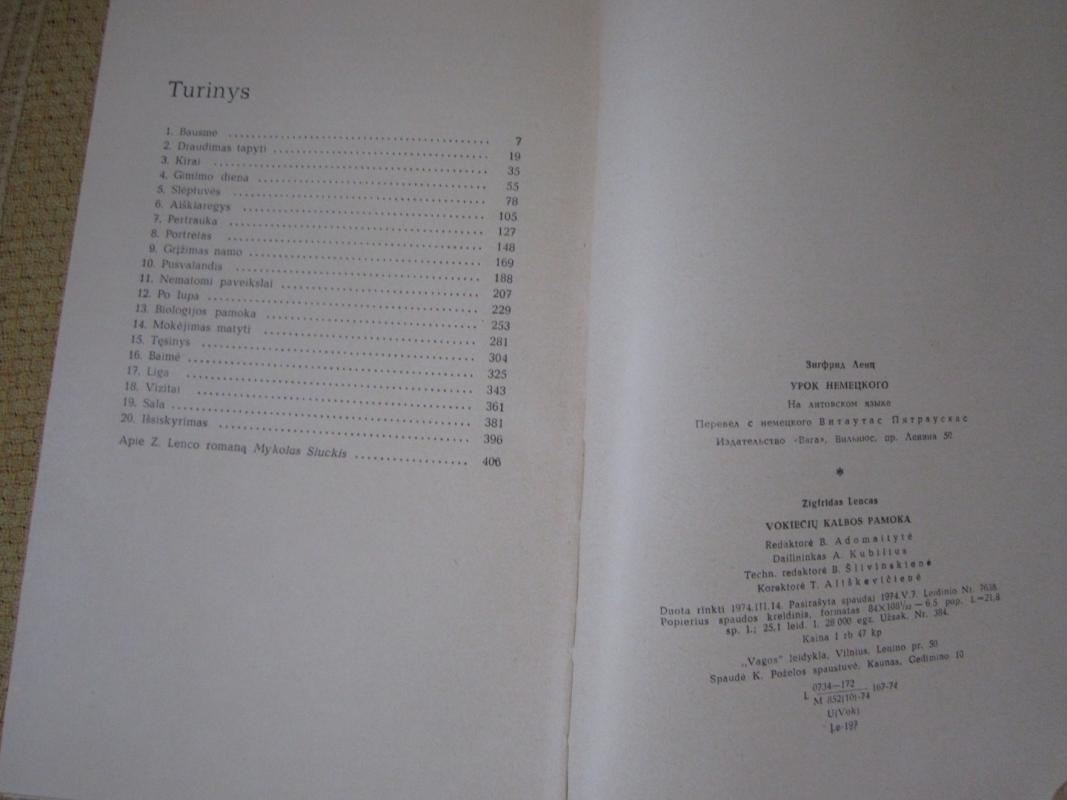 Vokiečių kalbos pamoka - Zigfridas Lencas, knyga 5