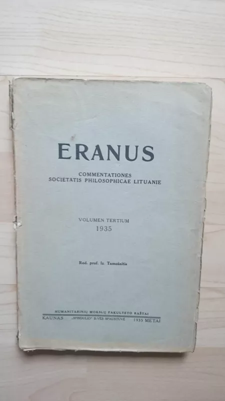 Eranus Volumen Primum - I. Tamošaitis, knyga