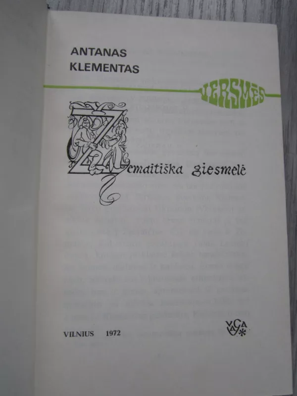 ŽEMAITIŠKA GIESMELĖ - Antanas Klementas, knyga 3