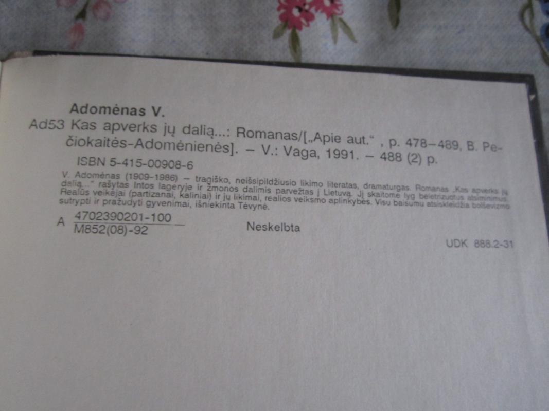 Kas apverks jų dalią - Vincas Adomėnas, knyga 5