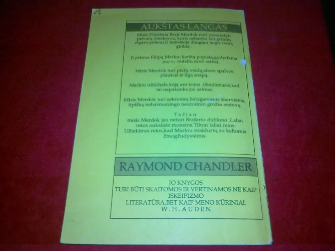 Aukštas langas - Raymond Chandler, knyga