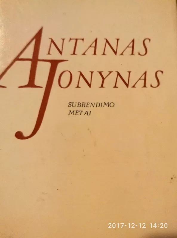 Subrendimo metai: Publicistika - Antanas Jonynas, knyga