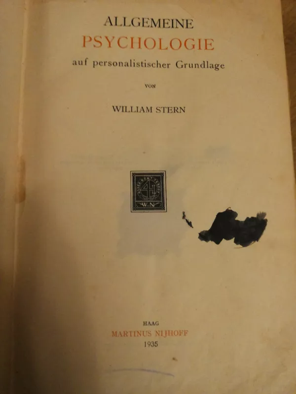Allgemeine Psychologie auf personalistischer Grundlage - William Stern, knyga 6