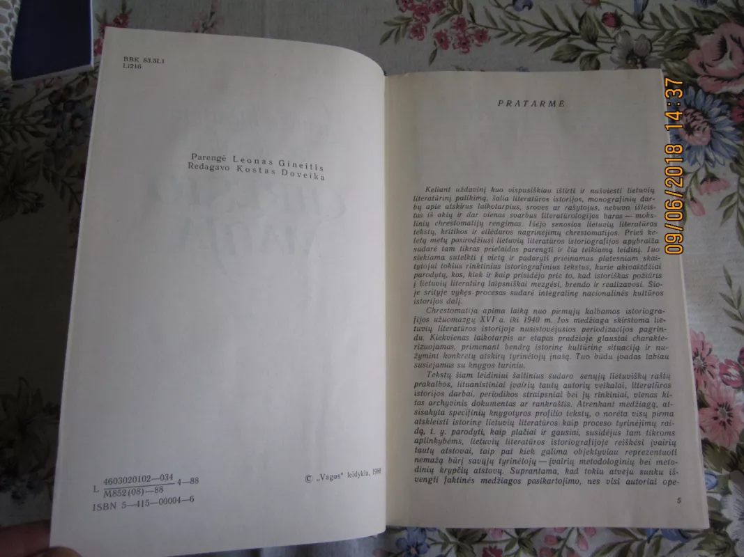 Lietuvių literatūros istoriografijos chrestomatija (iki 1940 metų) - Leonas Gineitis, knyga 4