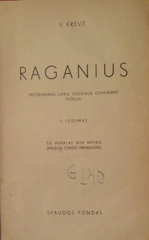 Raganius - Vincas Krėvė, knyga 2